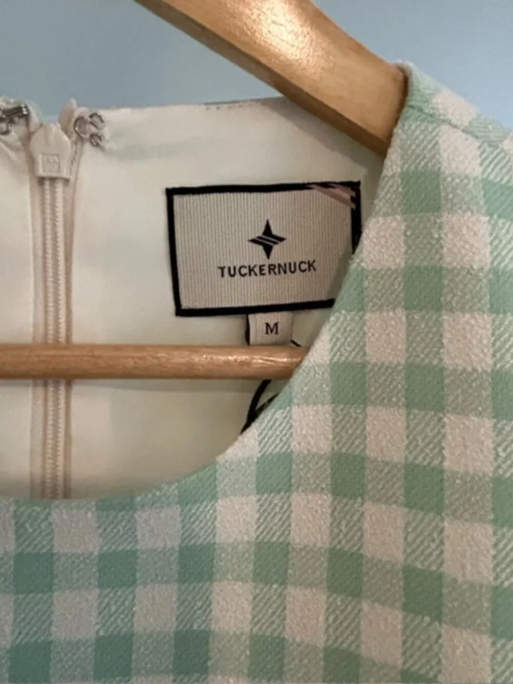 Tuckernuck Julep Gingham Sconset Dress NWT Medium Green White Shift Dress - Picture 2 of 6